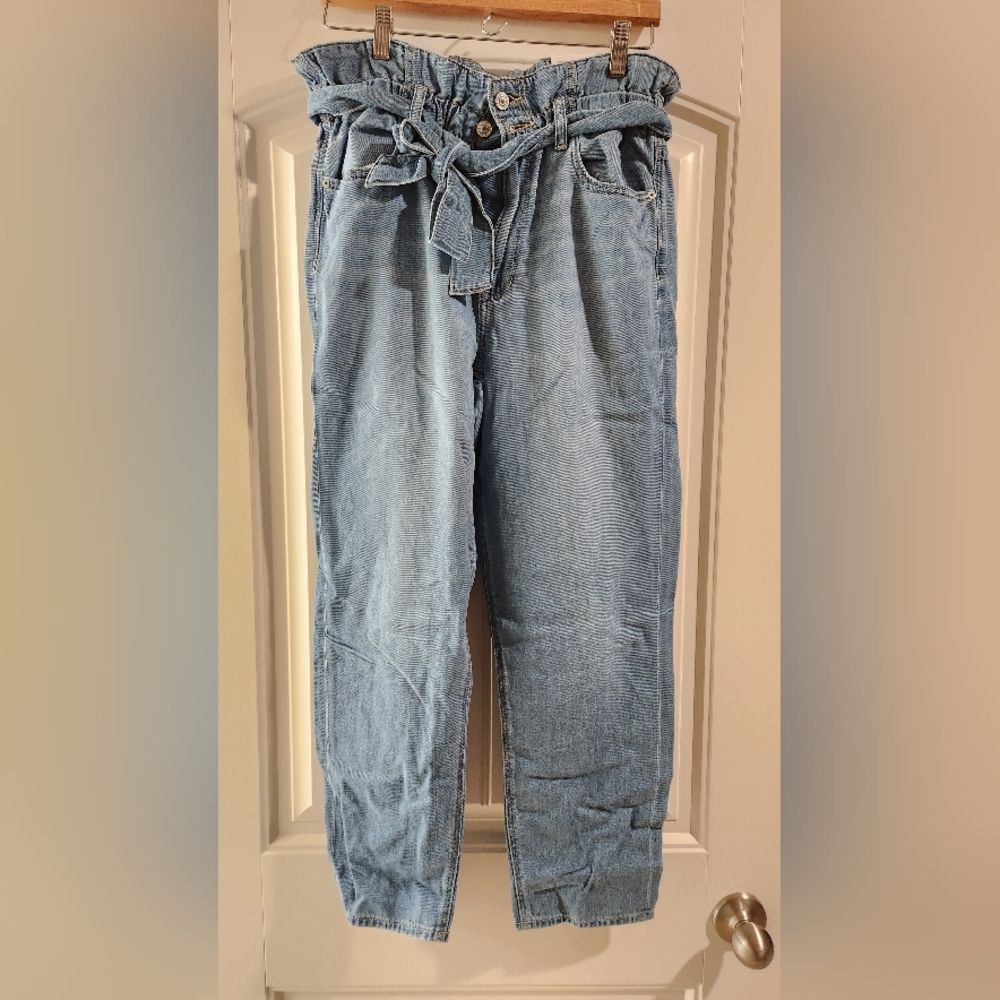 American Eagle Highest Waist Mom Women's Blue Paperbag Jeans